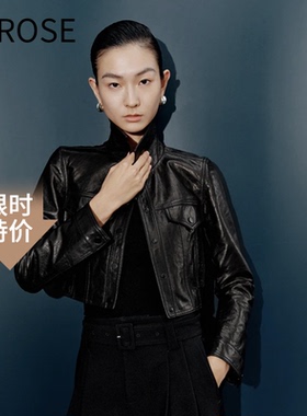 艾诺丝尚忆皮衣2026春黑色短款PU皮革皮衣短外套女R101203