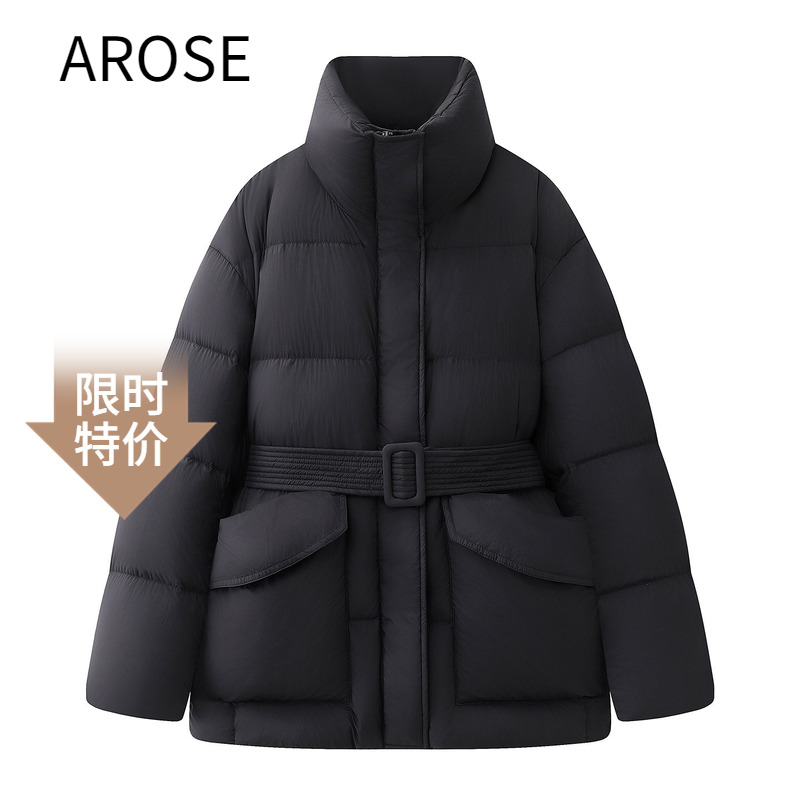 艾诺丝尚忆立领收腰显瘦羽绒服女