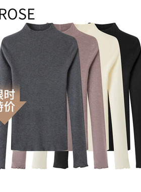 艾诺丝尚忆2025冬新款修身羊毛内搭打底衫半高领针织衫毛衣女3372