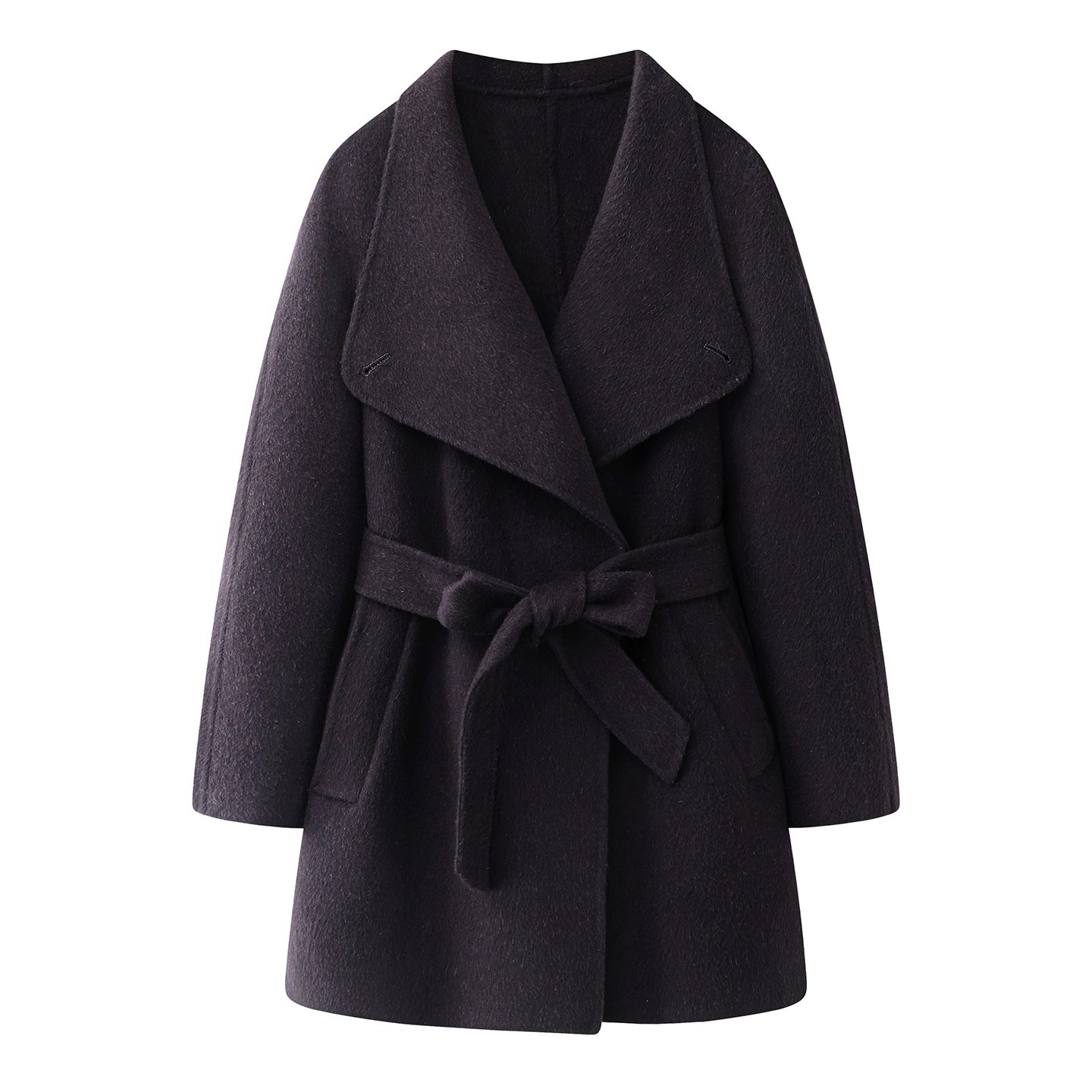 艾诺丝尚忆大翻领毛呢大衣女外套