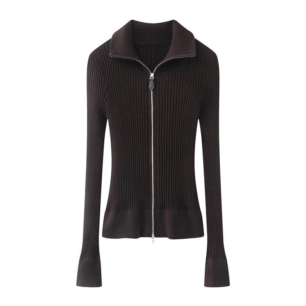 艾诺丝尚忆2026春新款时尚修身翻领双拉链针织开衫女上衣1130531,女装/女士精品,毛针织衫,淘宝优惠券,粉丝福利购,淘宝优惠卷