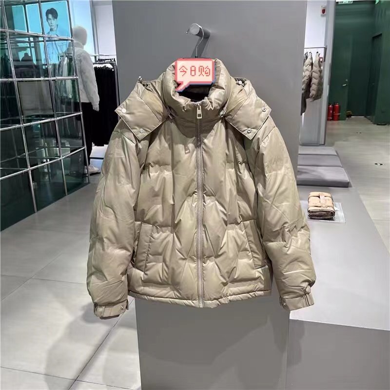 男装2024冬季卡其色连帽短款羽绒服男加厚外套潮 GEX1D2526544