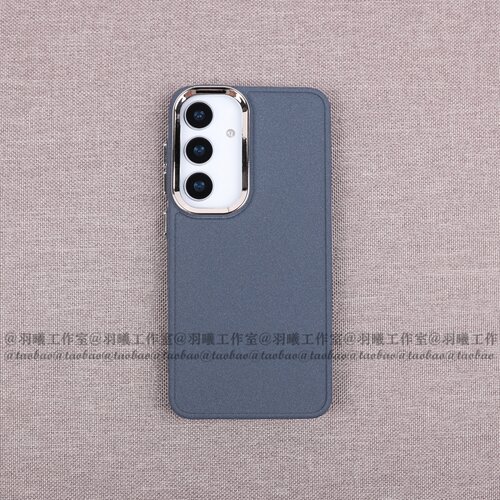 大孔镜头适用三星GalaxyS26+手机壳镜框硅胶软壳S26Ultra保护套S25edge粗磨砂颗粒感防指纹S24FE轻薄简约蓝色