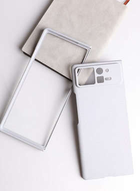 Fold4适用小米MIX FOLD2手机壳奶奶灰色磨砂硬壳折叠屏颗粒保护套MIX FOLD 3全包防摔防滑耐脏Flip