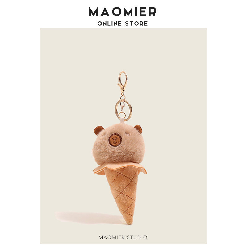 冰淇淋卡皮巴拉毛绒书包挂件