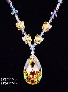 闪亮时尚毛衣链大气水晶项链秋冬