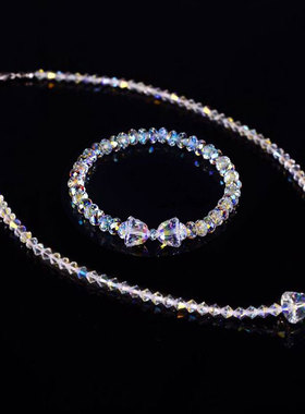 新款小丑鱼项链简约水晶劲链女闪亮切面轻奢小众锁骨链欧美蝴蝶结