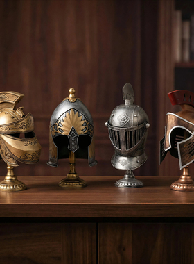 欧式复古铁艺罗马武士头盔摆件