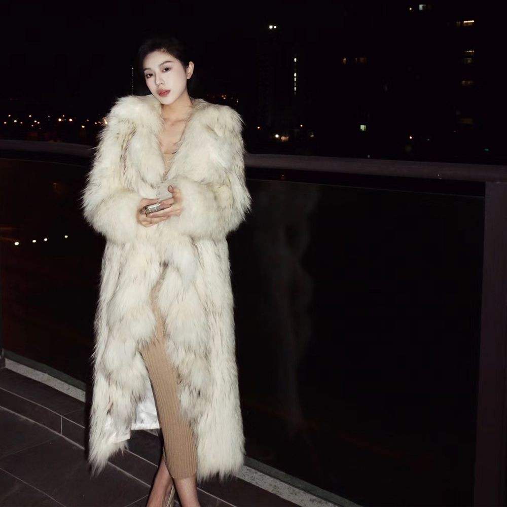 2024秋冬新款高级感环保皮草大衣狐狸貉子女长款气质小众毛毛外套