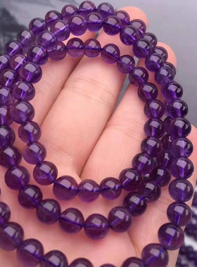 泓缘 ins亚马孙天然梦幻紫水晶手链 乌拉圭紫晶女式饰品手串