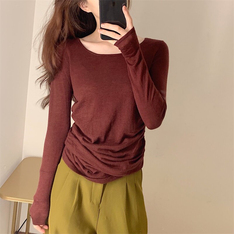 94124 JOS褶皱设计高支纯羊绒针织衫日常好穿