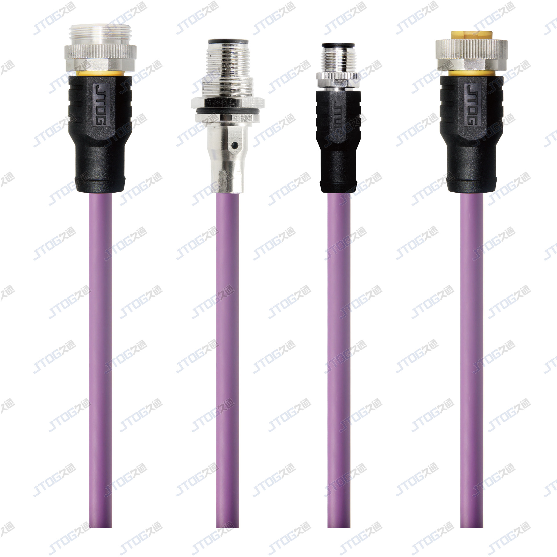 DeviceNet现场总线电缆协议线 M12连接器延长线 法兰座加长连接线