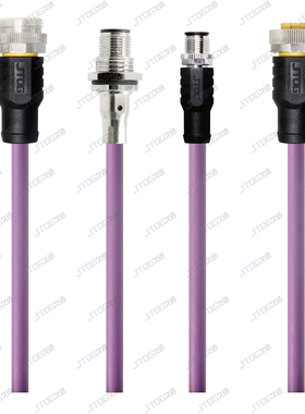 DeviceNet现场总线电缆协议线 M12连接器延长线 法兰座加长连接线