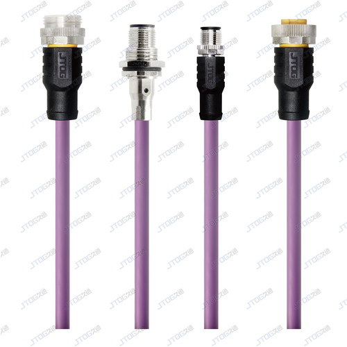 DeviceNet现场总线电缆协议线 M12连接器延长线 法兰座加长连接线