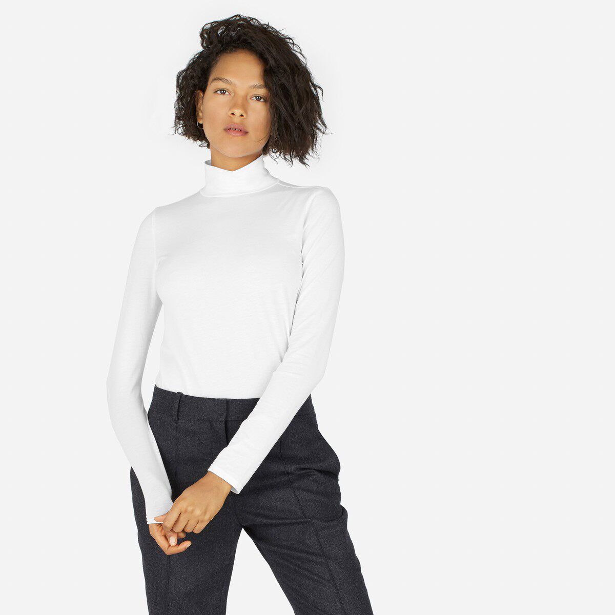 现货 Everlane 春装新款白体t恤女内搭 打底长袖t恤女修身