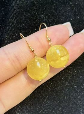 925银蜜蜡耳钩-约14mm-多样性发货-R祥-B9796