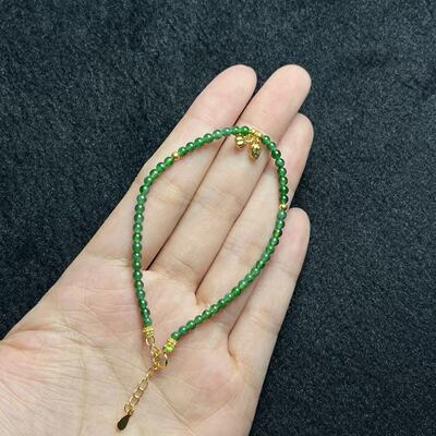 18k翡翠手串-约2mm-多样性发货-L银-A4157-尾链银