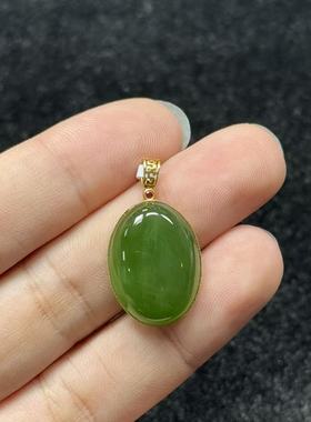 18k金和田玉吊坠-约28*15*5mm-多样性发货-自家B2016