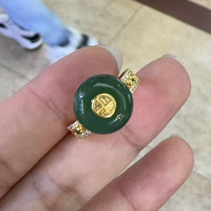 S925银和田玉戒指-约11*9-多样性发货-Y欣