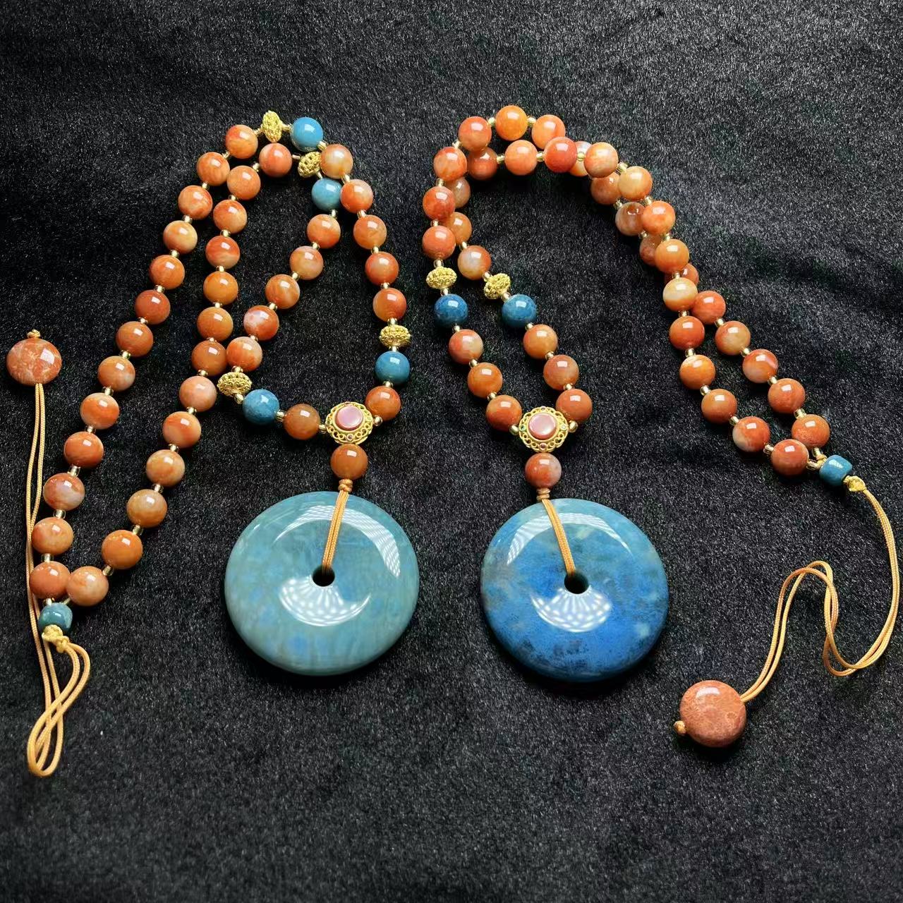 硅化玉珊瑚玉平安扣项链-约29*8mm-多样性发货-T福-Y328