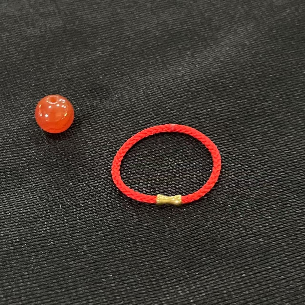玛瑙18K金竹节红绳戒指-多样性发货-F凌