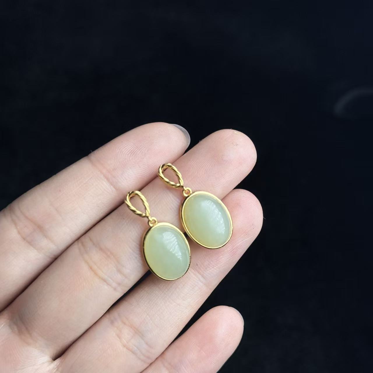 S925银和田玉耳坠约23*11*5 ,多样性发货-LX邹,B9373