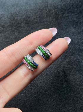 S925翡翠耳钉--多样性发货-L银-A4738