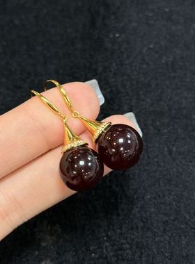 S925琥珀耳钩，多样性发货-约13mm，R祥，B9693