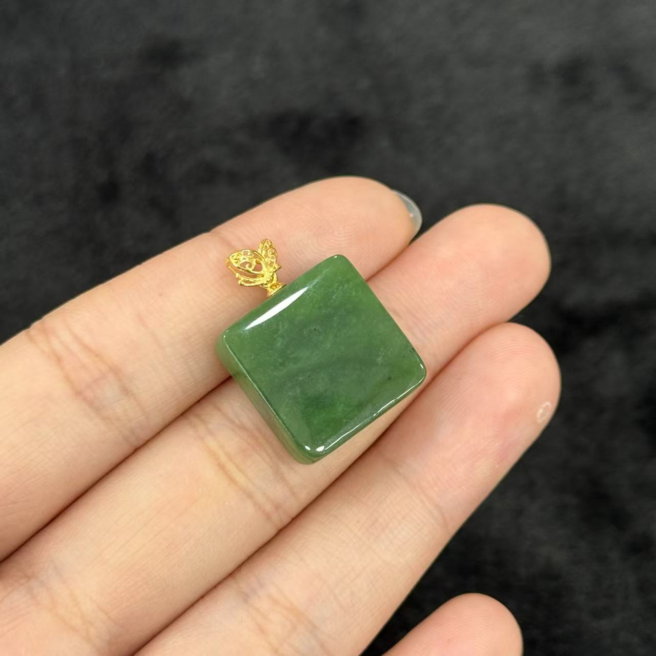 S925和田玉方糖吊坠，约17*6mm-多样性发货-J玉-Y4153