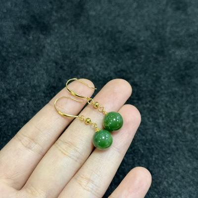 S925和田玉耳钩-约10mm-多样性发货-C芮-A4312