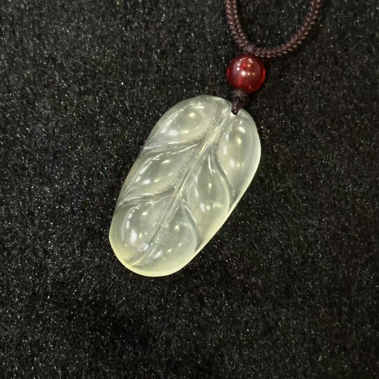 岫玉叶子项链-约17*31*5mm-多样性发货-YE-YUS008