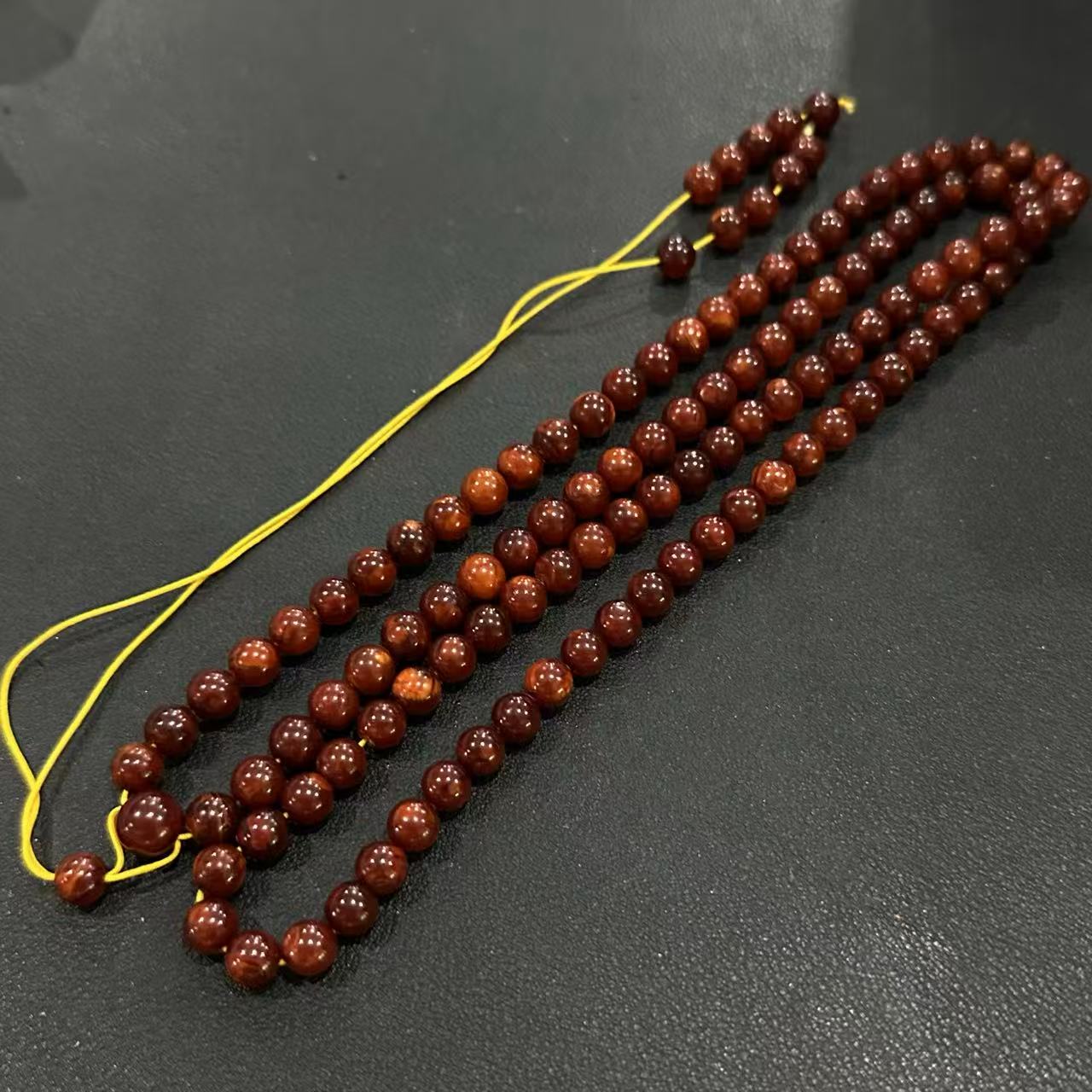 琥珀/蜜蜡老蜡佛珠项链-约6mm-多样性发货-HL名