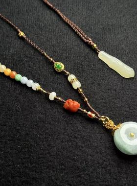 翡翠平安扣项链-约23*12mm-多样性发货- H春-A1701