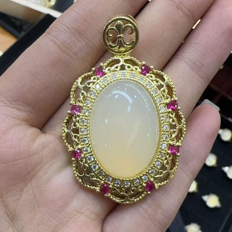 玛瑙蛋面吊坠-约44*33mm-多样性发货-X升