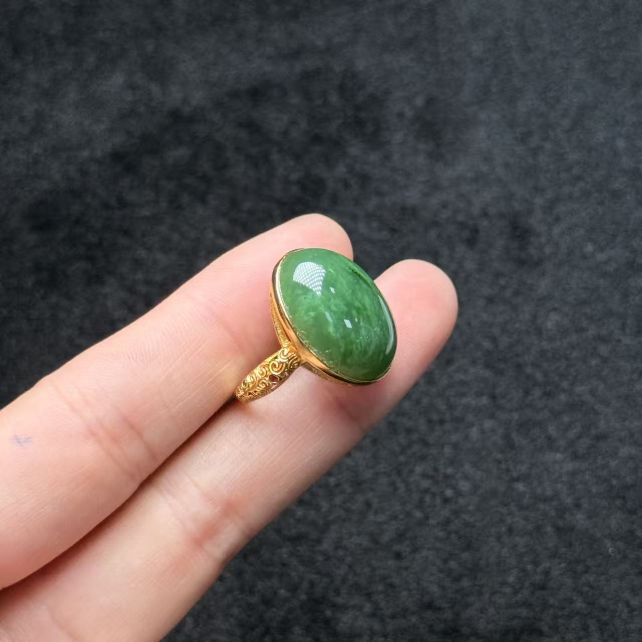 S925银和田玉戒指-约21*17mm-Y欣 - 多样性发货-A3613