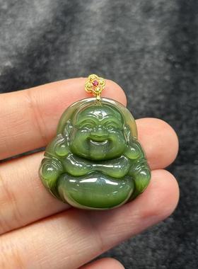 18k金和田玉佛公吊坠-约32*26*7mm-多样性发一-Y9720/D3221