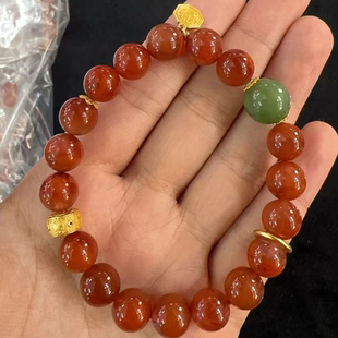 多样性发货 南红 约9mm S925银南红DIY手串 H祥 玛瑙