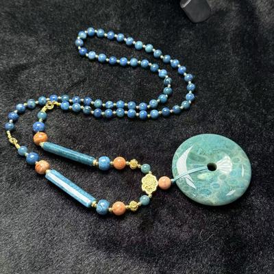 硅化玉珊瑚玉项链-约50*9mm-多样性发货-T福-B9573