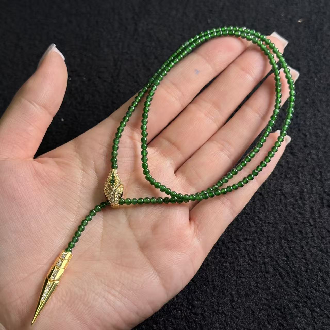 S925翡翠项链-约3mm-多样性发货-L银，B8374