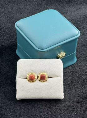 南红（玛瑙）耳钉-约5*11mm-多样性发货-H祥-V578