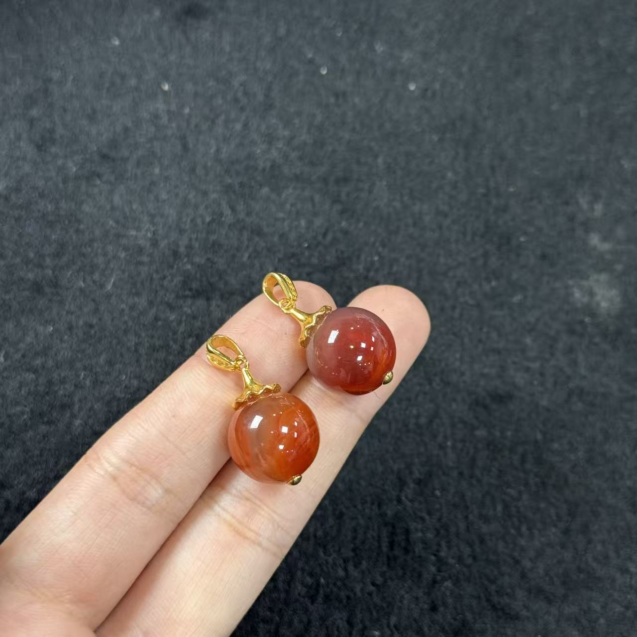 南红（玛瑙）s925银南红吊坠-约14mm-多样性发货-JY李-B5403