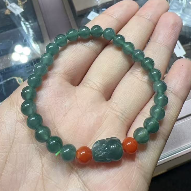 翡翠貔貅手串-约6mm-多样性发货-B冰