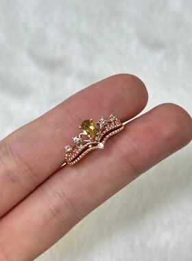 925黄碧玺皇冠戒指-约4mm-多样性发货-TC弘Y9593