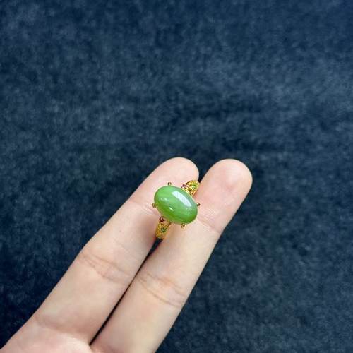 和田玉蛋面戒指-约14*9*8mm-多样性发货- F利- A5758