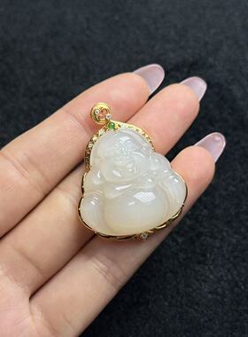 18K和田玉佛公吊坠-约41×30×11mm-多样性发货-YSP金-A5280