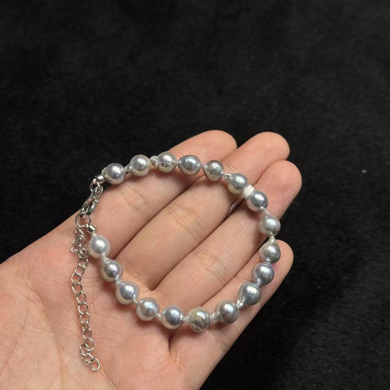 s925银海水珍珠真多麻手链-约7mm-多样性发货-ZG珍B184
