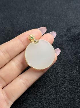 18K和田玉吊坠-约39×31×5mm-多样性发货-YSP金-A5293