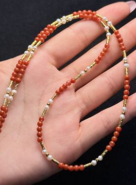 南红（玛瑙）DIY项链-约3mm-多样性发货-F展-A4844