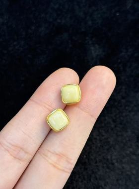 S925蜜蜡耳钉-约8×8×4mm-多样性发货-R祥-B9802