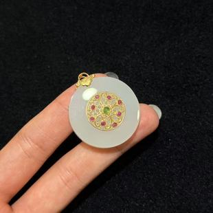 约33 DY一 多样性发货 A4774 9mm 18K和田玉平安扣吊坠